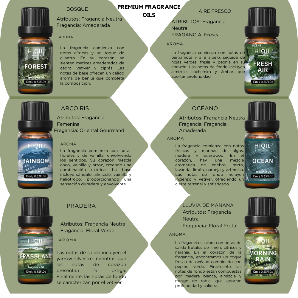 Aromas de la Naturaleza - Set de 6 Aceites Esenciales Naturales Premium